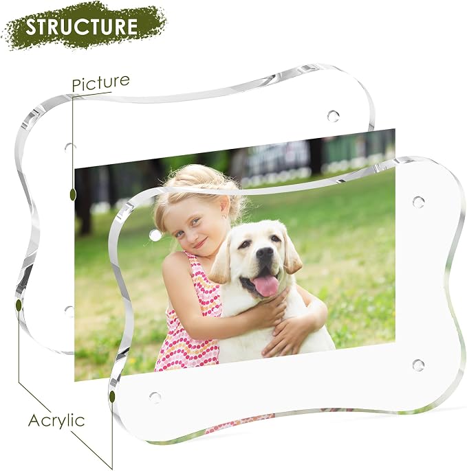 4x6 Acrylic Picture Frame 3 Pack, 10+10mm Thick, Double-Sided Transparent Magnetic Frameless Photo Frame, Desktop Freestanding Display for Office or Home, a Practical Gift Item - Image 4