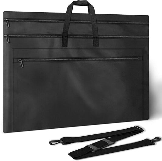 ZKOO Light Weight Art Portfolio Bag, 36 x 48 Extra Large Art Portfolio Case with Detachable Shoulder Strap, Carrying Storage Case for Artwork, Canvas, Poster, Sketching, and Drawing (Black) by ZKOO