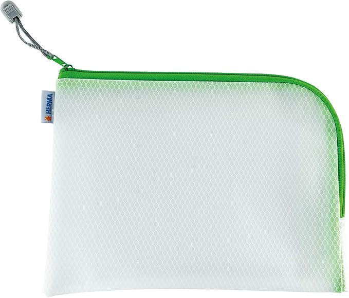 Herma 20007 Zip Toiletry Bag A5, Pack of 10, transparent (26 x 20 cm) small zippered travel pouch for cosmetics, liquids, make-up, toothbrush, clear cosmetic bag with zipper, assorted colours - Image 4
