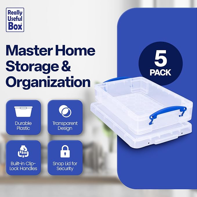 Really Useful Box Stackable Box, Clear (5 Pack) - Image 2