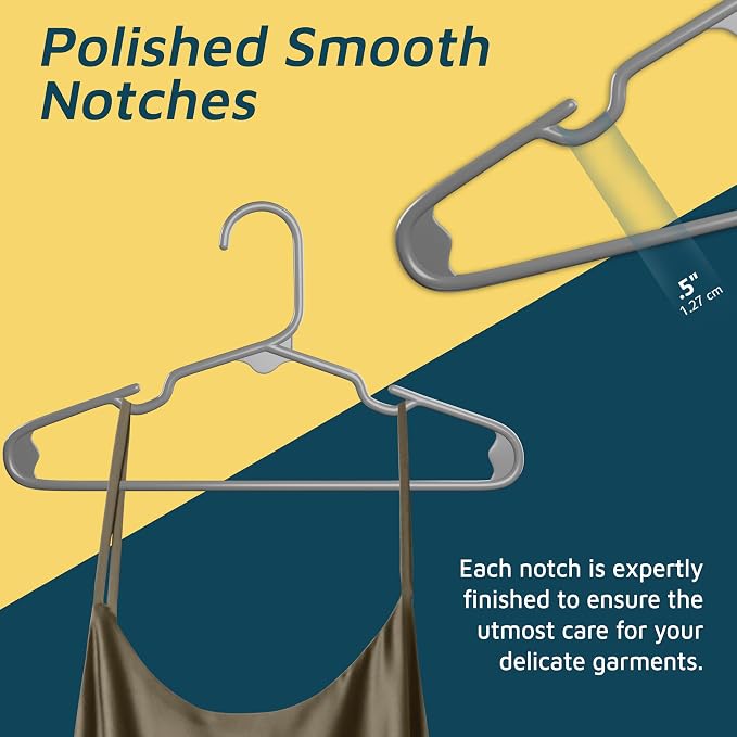 Lifemaster Plastic Kids Clothes Hangers – Children Clothes Hanger with Shoulder Notch, 11.6 Inch Space-Saving Closet Organizer for Baby, Toddler, and Kids Clothing, Hold Up To 5 lbs, Pack of 100, Gray - Image 4