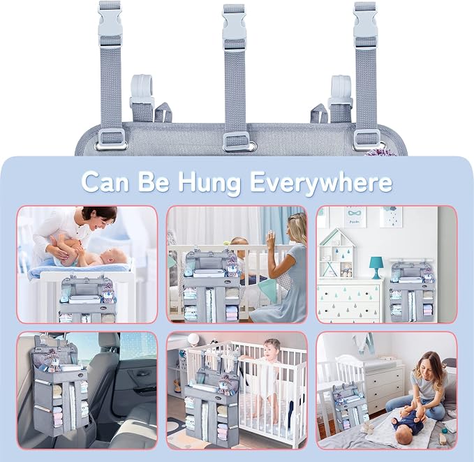 HHZ XL Hanging Diaper Caddy Organizer –Sturdy and Durable Baby Organizer – Diaper Stacker for Changing Table, Crib, Playard or Wall & Nursery Organization – Newborn Baby Essentials - Image 5