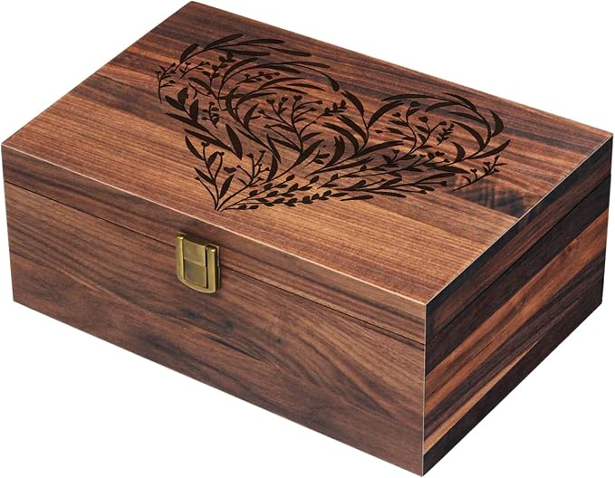 EXISTING Memory Box for Keepsakes, Floral Heart Laser Cut Wood Keepsake Box | Large Wooden Storage Box with Hinged Lid, Keepsake Boxes Gift for Wedding, Valentines Day Anniversary Baby Shower by EXISTING