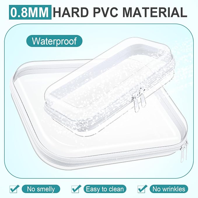 Sanwuta 6 Clear Hard Zipper Case,Clear,Two Sizes | Pencil Case Pouches ,Makeup Bag,Plastic Toiletry Diaper Bag ,Travel Toy Storage,Waterproof Organizer Bins - Image 4