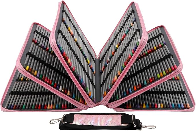 Large Capacity Colored Pencil Case - 500 Individual Slots PU leather with Zipper Closure Portable Organizer for Watercolor Pencils Ideal for Artists（Pink） - Image 3