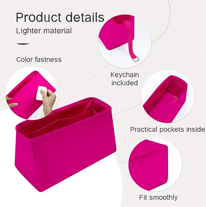 Fits for Brikin Bag Insert Organizer For Hermes(30 R,Magnolia) | Premium Silk Material,Smooth Touch,Lightweight,zipper,protect from scratches & stains,multiple pockets,keychain,waterproof - Image 6