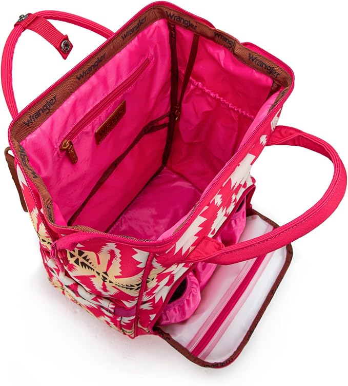 Montana West Wrangler Callie Diaper Bag Backpack with Stroller Straps Western Pattern Multifunction Baby Travel Bag WG2204-91102HPK - Image 3