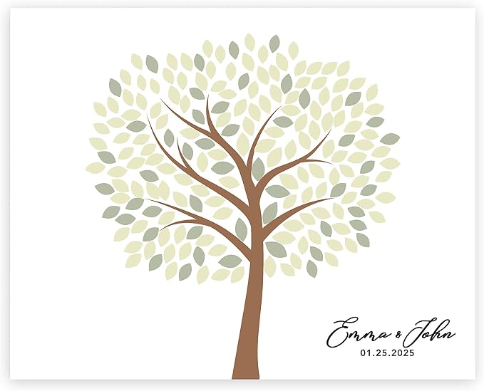 Andaz Press Custom Large Canvas Guest Book Alternative, 16 x 20 Inches, Rustic Woodland Theme with Horizontal Signature Tree by AndazPress