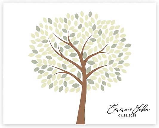 Andaz Press Custom Large Canvas Guest Book Alternative, 16 x 20 Inches, Rustic Woodland Theme with Horizontal Signature Tree by AndazPress
