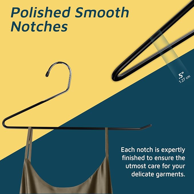 Lifemaster Metal Pants Hanger Set - 30 Pieces Elegant Non-Slip Closet Space Saving Hanger Set for Pants, Trouser, Blankets, and Jeans with Rubber Coating and Open Ended Sleek Design - Black - Image 4