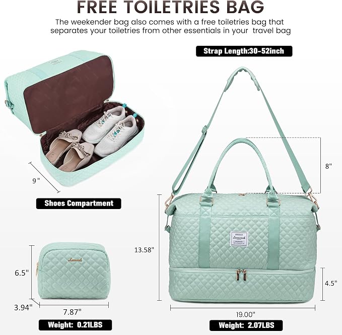 LOVEVOOK Travel Duffle Bag,Weekender Bags for Women with Shoe Compartment，Carry on Overnight Bag with Toiletry Bag,Gym Duffel Bag with Wet Pocket, Hospital Bags for Labor and Delivery - Image 3