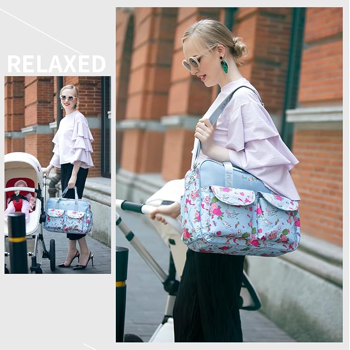 Kamay's Mummy Shoulder Bag Diaper Bag Chic Nappy Changing Bag Tote/Messenger Style Large with Changing Mat, Adjustable Straps - Image 8