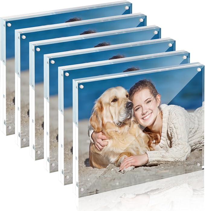 8x10 Acrylic Frame 6 Pack,20MM Thicker Frameless Clear Picture Frames | Freestanding Double Sided Magnetic Picture Frame,Acrylic Picture Frames for Desktop Display with Microfiber Cloth,Gift Ideal by TwingRepublic