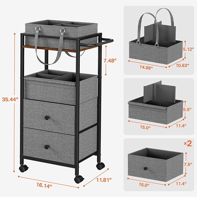 3In1 Modanais Baby Diaper Caddy Organizer Cart with Drawers, Black | Rolling Storage Cart, Removable Diaper Caddy, Detachable Dividers - for Crib, Bedroom, Art & Craft Organizer - Image 2