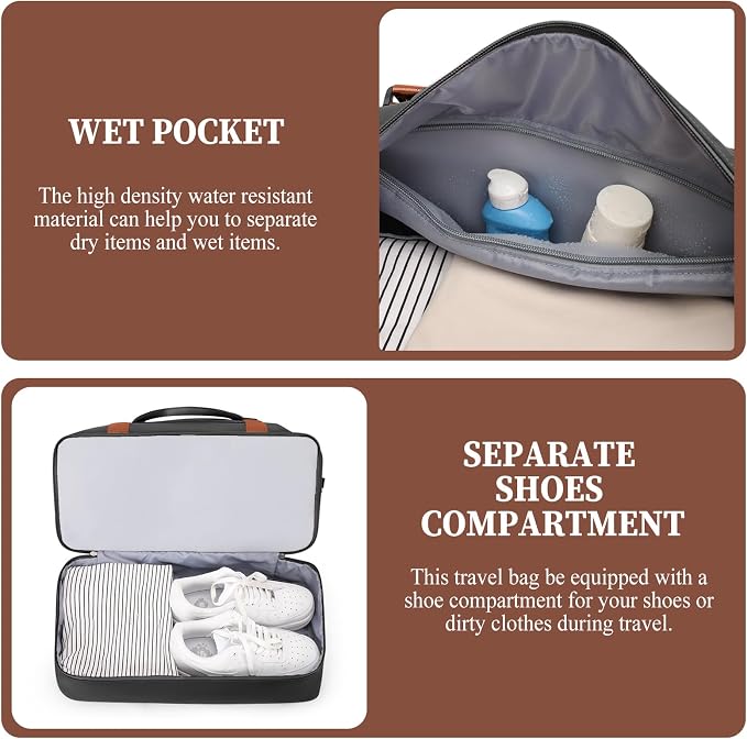 Weekender Bags for Women, Carry-On Overnight Travel Duffel Bag | Travel Bag with Shoes Compartment & Toiletry Bag, Extra Large - Image 5