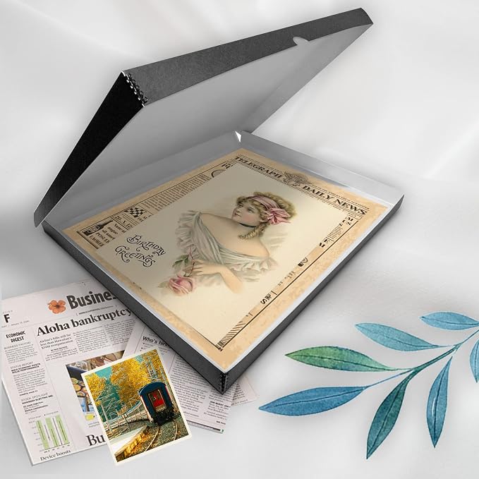 Golden State Art, Clamshell Archival Folio Storage Box 18x24 Inch, Black | Acid-Free Photo Box with Metal Edge Corner, Preserve And Store Paper Documents Cards Prints Arts and Crafts DIY Projects - Image 7