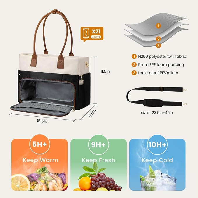 LOVEVOOK Teacher Tote Bag for Women, Work Laptop Bag with Large Cup Holder, Quilted Nurse Bag Diaper Tote with Accordion File Area, Large Computer Handbag Purse for Bussiness Travel, Office, College - Image 5
