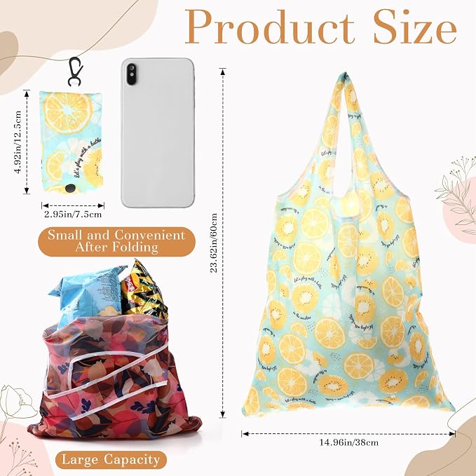 Paterr 46 Pcs Foldable Reusable Grocery Bags Bulk Machine Washable Waterproof Shopping Bags Packable Grocery Tote Pouches - Image 4