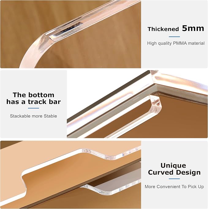 SANRUI 4 Tier Acrylic Paper Letter Tray Desk Stackable Organizer Trays，Clear Enlarged A4 Stackable File Document Tray， Workspace Office Supplies Organizers and Accessories Sorter，13.82inx9.29inx6.7in - Image 6
