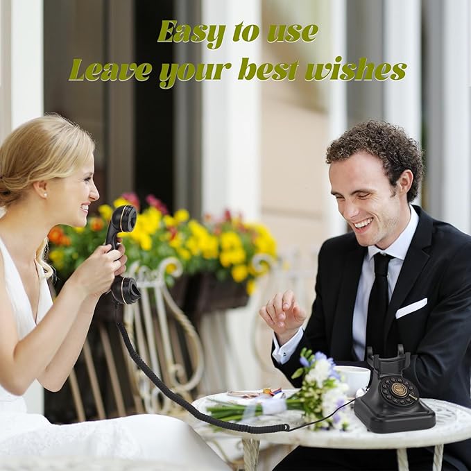 Audio Guest Book Wedding Phone can Record Customized Audio Guest Books for Weddings, banquets and Parties, and it Supports Playing Guests' Voice Message Information on the Device Itself. Black - Image 4
