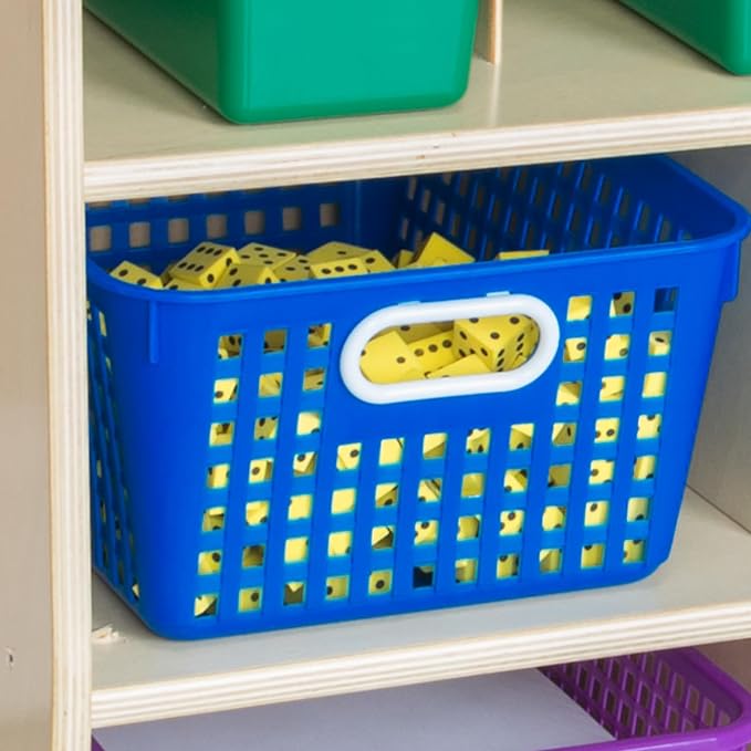 Really Good Stuff Large Plastic Storage Baskets with Handles | 13.75" x 9.75" x 5", Rainbow Group Colors, Book & Supply Organization for Classrooms & Home - Image 6
