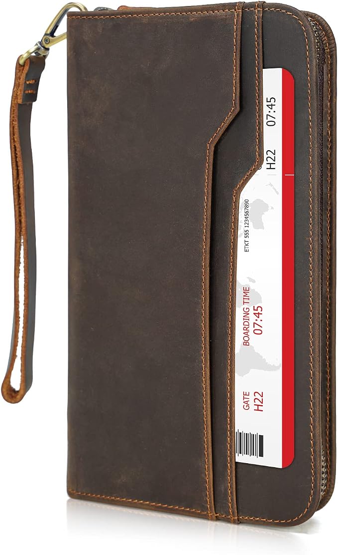 Polare Full Grain Leather Family Travel Passport Wallet and Documents Organizer RFID Blocking Case Holder Fits 6 Passports for Men and Women by polareoriginal