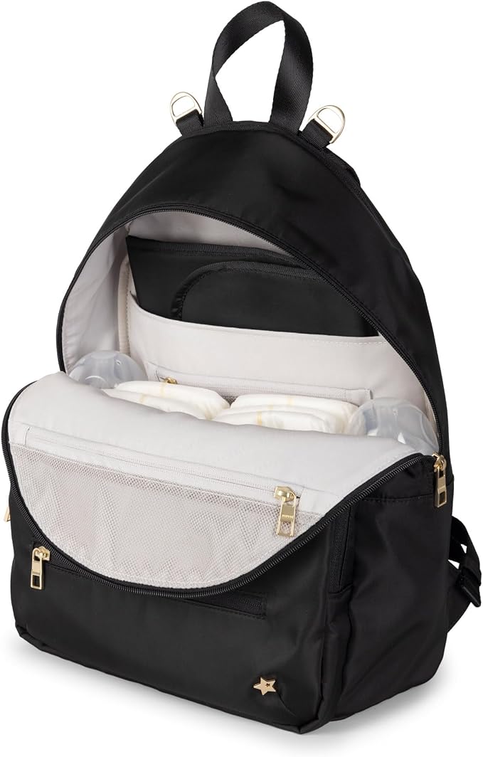JuJuBe Diaper Bag Backpack with Changing Pad, 11-Pocket Large Capacity Organizer, 2 Interior Insulated Bottle Pockets, Wipe Pocket, Stroller Straps, Trolley Sleeve, Machine Washable (Black) - Image 3