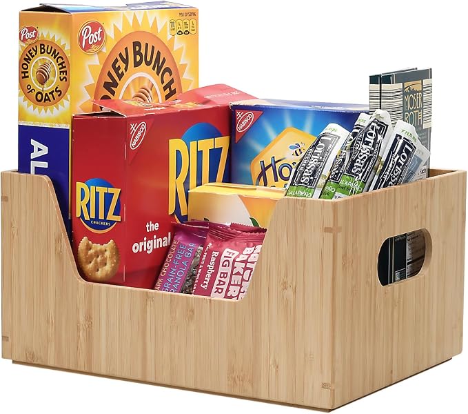 MobileVision Bamboo Stackable Open Front Storage Bin for Kitchen Pantry Cabinets Holds Potatoes, Onions, Packaged Goods, Boxed Meals & more, 12" x 9" X 6" - Image 7