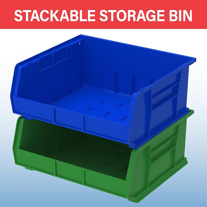 Akro-Mils 30250 AkroBins Plastic Storage Bins, 15"x16"x7", Green, 6-Pack | Space-Saving Stackable Bins for Garage, Pantry, Craft Organization - Image 5