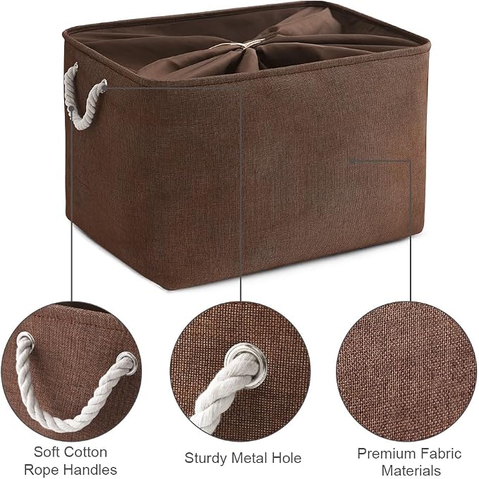 Organization and Storage for Organizing - Extra Jumbo 3 Pack 20.5x15.7x13.8 inch Fabric Storage Bin for Shelves, Storage cubes for Decorative Shoes Towel Blanket Closet (Brown) - Image 7