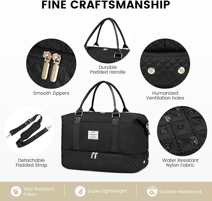 LOVEVOOK Travel Duffle Bag,Weekender Bags for Women with Shoe Compartment，Carry on Overnight Bag with Toiletry Bag,Gym Duffel Bag with Wet Pocket, Hospital Bags for Labor and Delivery - Image 5