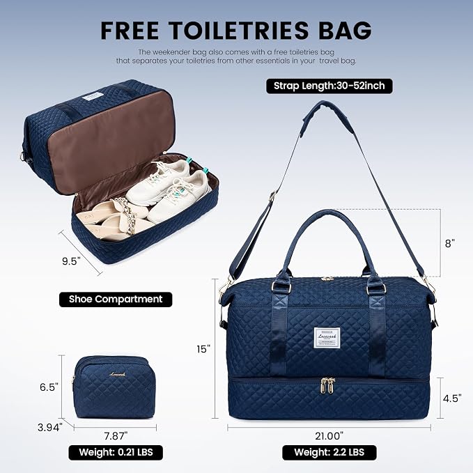 LOVEVOOK Travel Duffle Bag,Weekender Bags for Women with Shoe Compartment，Carry on Overnight Bag with Toiletry Bag,Gym Duffel Bag with Wet Pocket, Hospital Bags for Labor and Delivery - Image 3