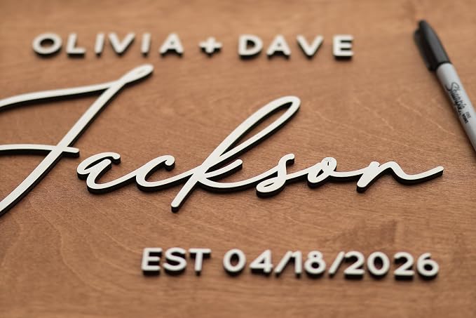 Personalized Last Name Guest Book, Unique Guest Book Sign, Custom Alternative Guest Book, Wooden Guest Book, Wedding Ceremony Guestbook Sign (Design 3) - Image 8