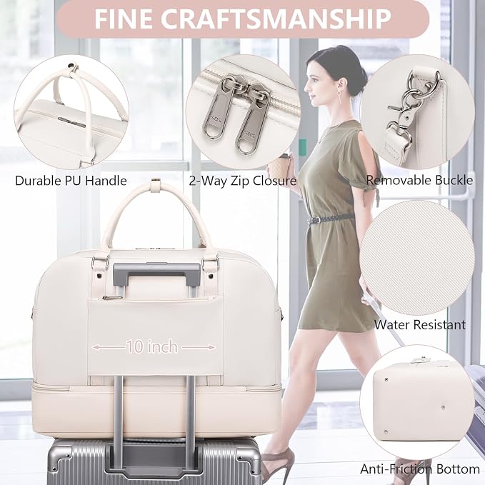 4PCS Weekender Bags for Women Large Overnight Weekend Travel Duffel Bags | Travel Bag Carry-on Tote Hospital Bag with Shoe Compartment Crossbody Toiletry Bag for Travel Business Gym Water Resistant - Image 5