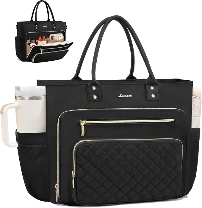 LOVEVOOK Laptop Tote Bag for Women, Work Bags Computer Laptop Bag, Teacher Tote Bag, Professional Briefcase Business Large Purses Handbag, Black, 17 Inch by LOVEVOOK