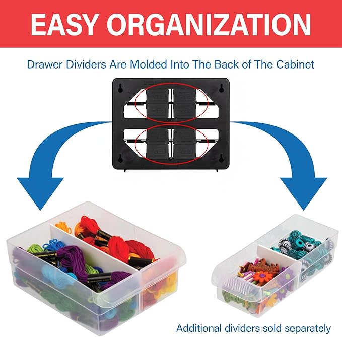 Akro-Mils 16-Drawer Plastic Storage Cabinet, 10.5"W x 6.5"D x 8.5"H, White | Plastic Cabinet w/ Drawers for Garage Organization, Beads, Makeup Organizer, Building Bricks Storage, Teacher Toolbox, 10116 - Image 4
