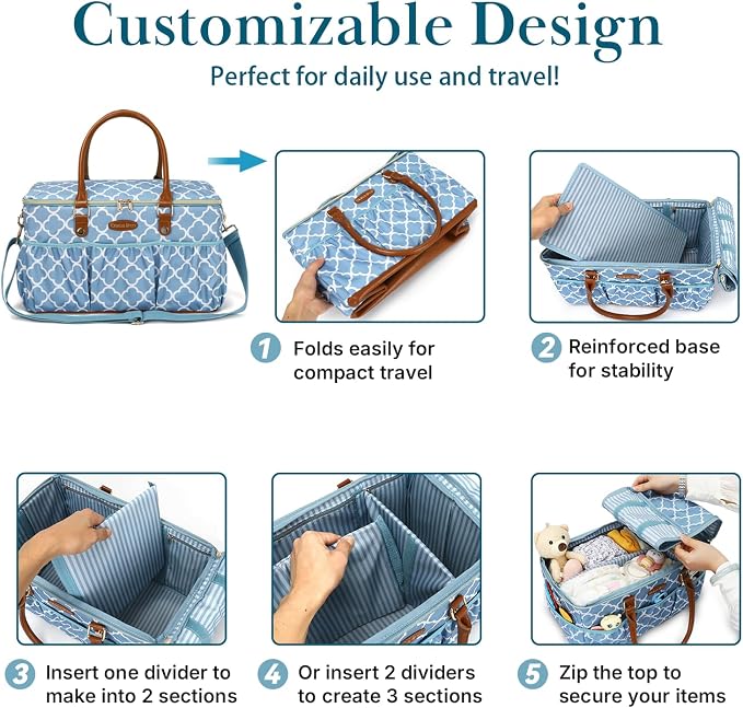 DOKUS & CO Luxe Diaper Caddy Organizer, Extra Large Collapsible Nursery Storage Tote for Baby Essentials & Travel - Image 5