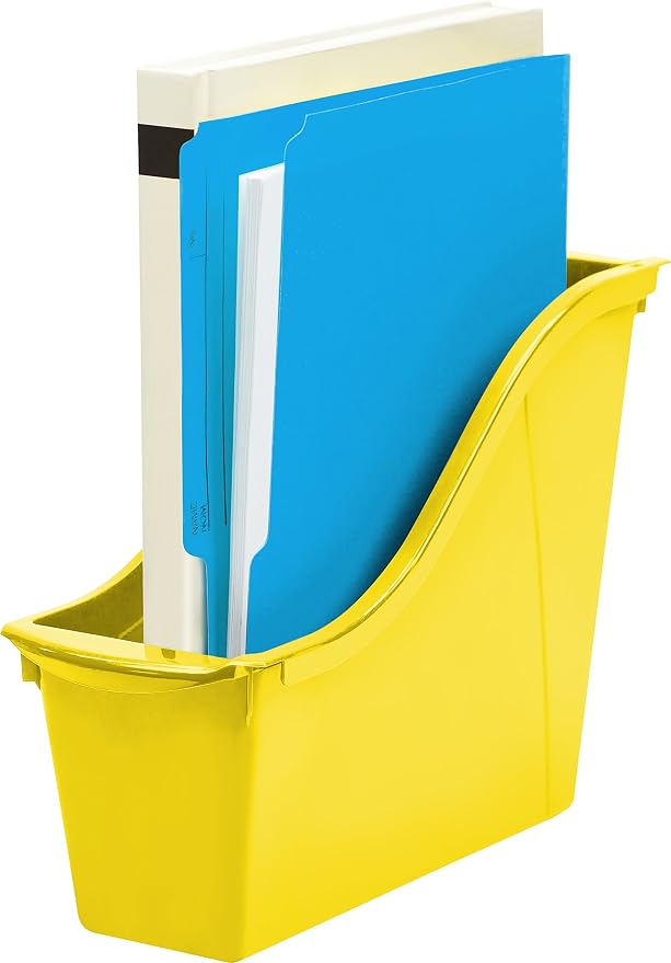 Storex Small Book Bin – Interlocking Plastic Organizer for Home, Office and Classroom, STEM Yellow, 6-Pack (71112A06C) - Image 9