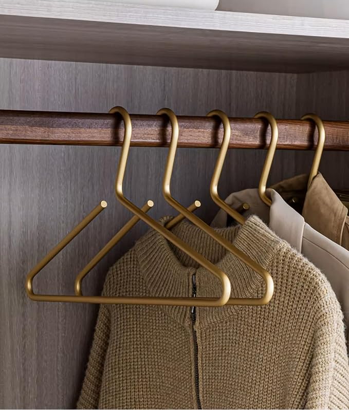 Premium Matte Gold Aluminum Coat Hangers 10 Piece Set, 16.5” Extra Smooth & Durable Metal Shirt Dress Hanger,Aluminum Alloy Hanger,Clothing Support,Clothing Hang by WONQEXZ