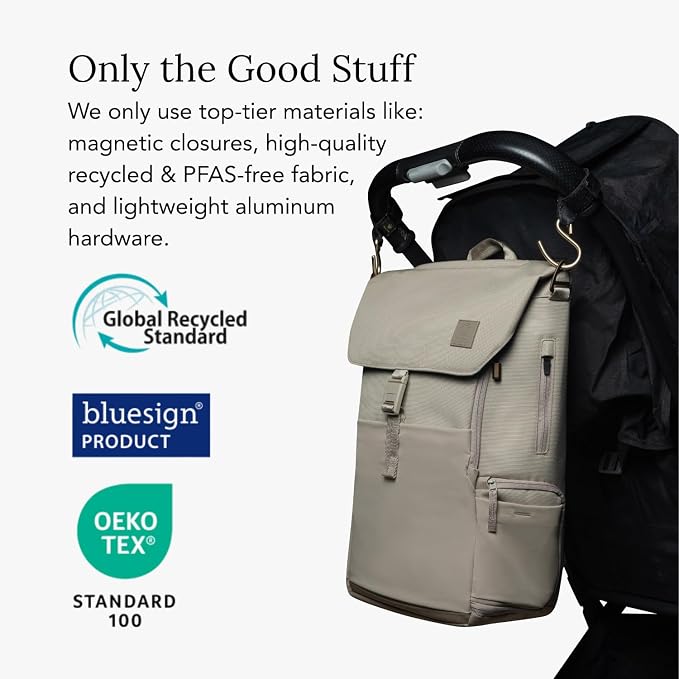 Huhu Diaper Bag Backpack – Large Baby Bag for Moms & Dads – Water-Resistant, Unisex Travel Kit for New Parents – Includes Changing Pad and 2 Organizer Pouches (Daybreak Taupe) - Image 7