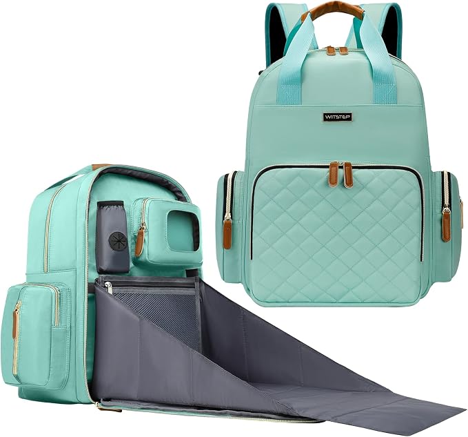 Diaper Bag Backpack with Changing Station, Baby Diaper Organizer Travel Bag | Large Capacity Diaper Bag for Moms Dads - Fold Out Changing Pad, Insulated Pockets, Stroller Straps, Baby Eessentials by WITSTEP
