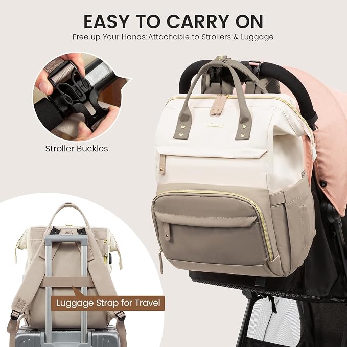 LOVEVOOK Diaper Bag Backpack, Baby Bag with Changing Station, Large Diaper Backpack for Moms Dads, Waterproof Leather Accents Baby Boy and Girl Bag for Travel Baby Essentials - Image 4