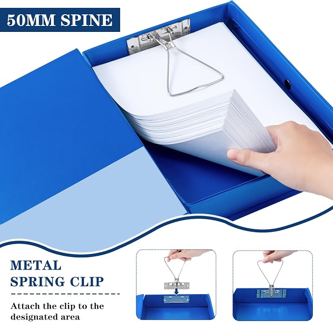 Storage File Boxes, 6 Pack Foldable File Boxes, 50mm Spine, Blue | Archives Cases with Magnetic Closure & Clip, Plastic Document File Folder Paper Storage Organizer - Image 4