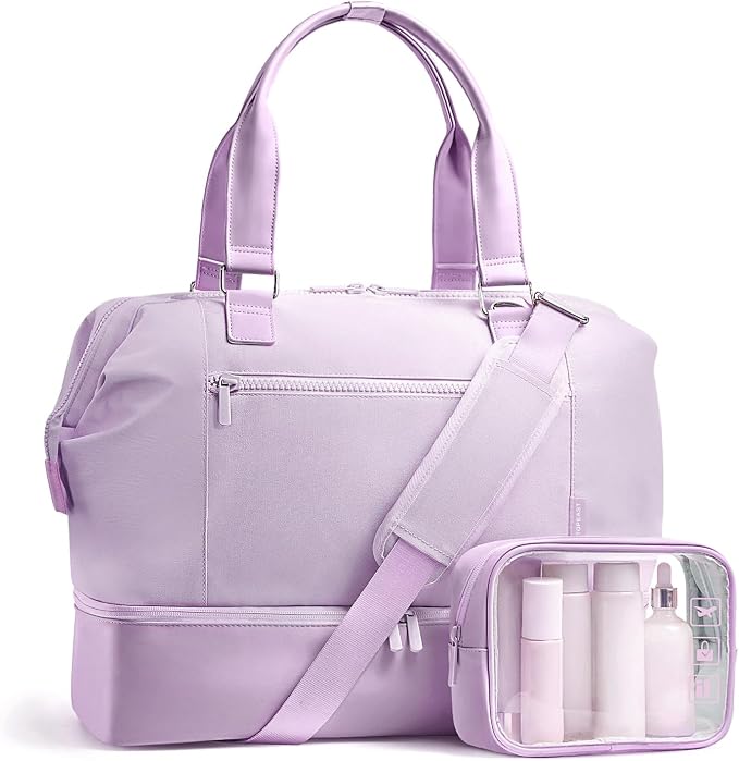 Travel Duffle Bag for Women, 40L Weekender Bags Airline Approved Carry On with Shoe Compartment & Waterproof Wet Pocket, Durable Nylon Weekender Overnight Bag for Travel, Gym, Business Trip, Purple by TOPEAST