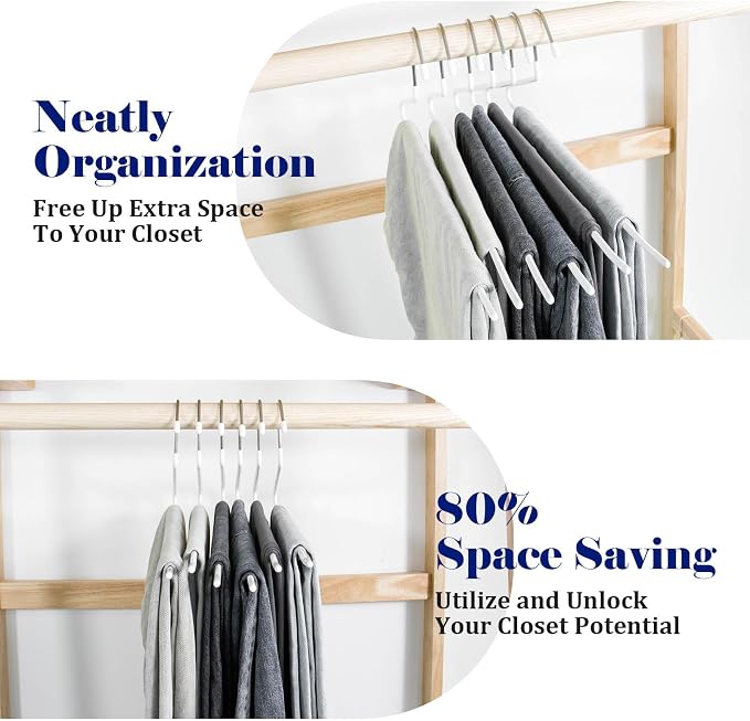 20 Pack Open Ended Pants Hangers with Non Slip Design,Suitable for Trousers,Jeans,Towels for Closet Space Saving,Durable Metal Material with Rubber Coating (White) - Image 4