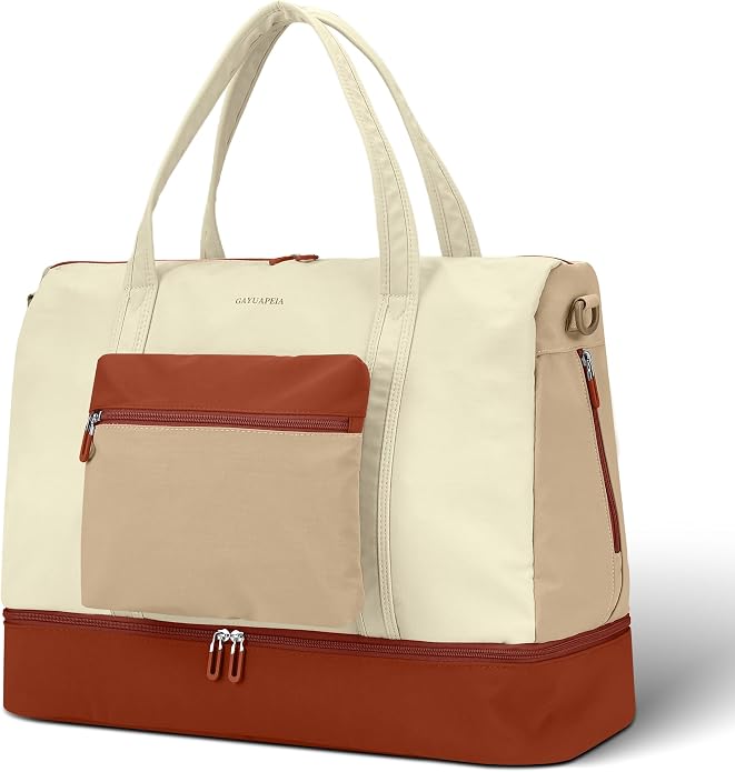 Women's Weekender bag Travel Duffel Bag with Shoe Compartment 21-inch Airline-Approved Carry-On, 2-Piece Overnight Bag Set Personal Item Luggage by GAYUAPEIABAG