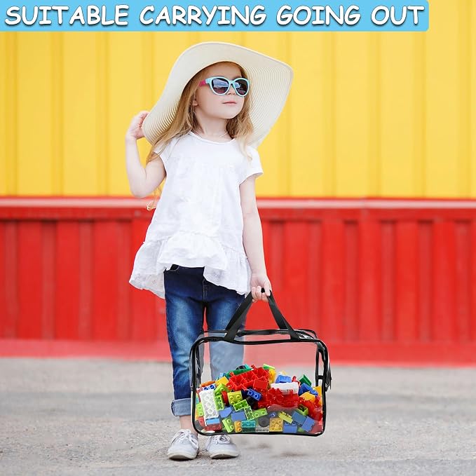 6 Pcs XL Toy Storage Bags Widen Waterproof Clear Toy Organizer with Labels | 12.6×9.25×6.9In Reusable PVC Transparent Organizer Bags with Zipper for Building Blocks, Puzzle, Board Games Travel Storage - Image 7