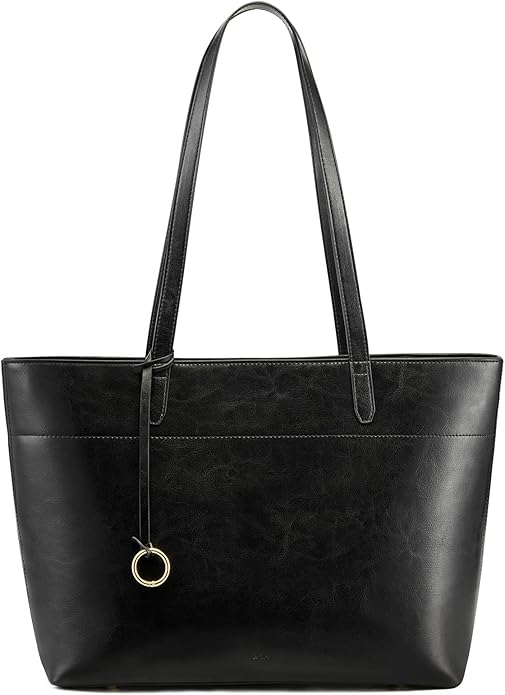 Kattee Vintage Genuine Leather Work Tote for Women | Spacious interior with a zip compartment for organized work, travel, and everyday essentials. - Image 4