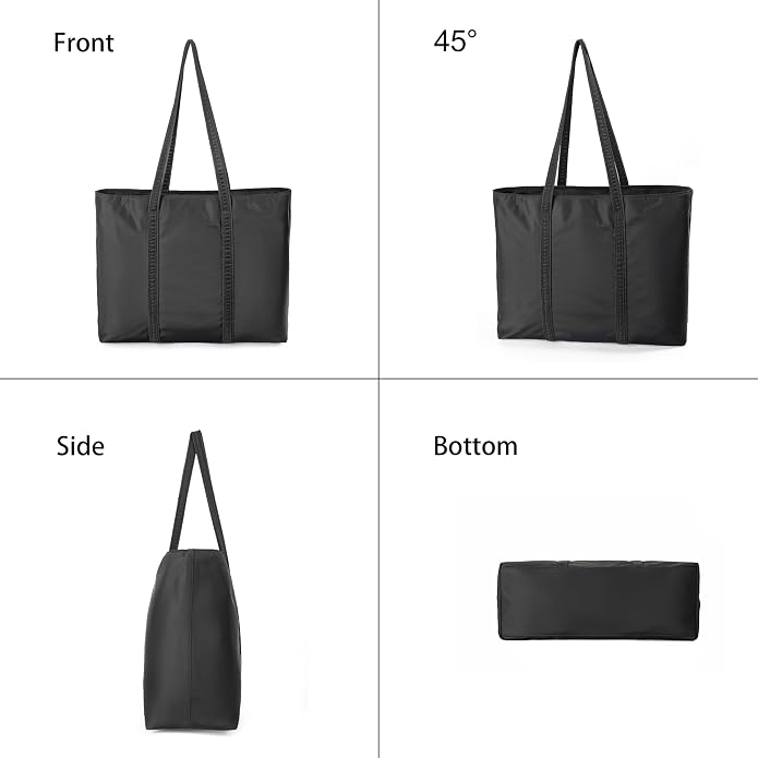 DORIS&JACKY Women Lightweight Tote Bag Designer Leather Work Shoulder Purse | Large Foldable Waterproof Nylon Hobo, Soft Fashion Casual Travel Gym Shopping Handbags with Long Leather Strap - Image 4
