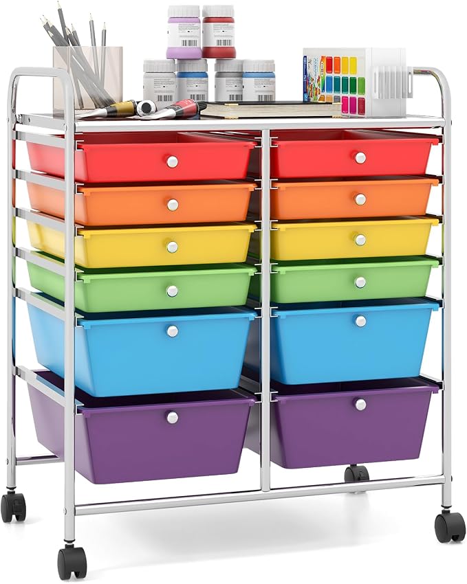 Giantex 12 Drawer Rolling Storage Cart Tools Scrapbook Paper Office School Organizer by Giantex
